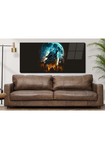 Yatay Ortadan Saatli Sanat ve Doğa Temalı Cam Tablo YSOS051 fiyatları