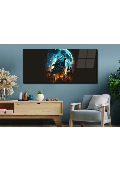 Yatay Ortadan Saatli Sanat ve Doğa Temalı Cam Tablo YSOS051 modelleri