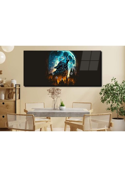 Yatay Ortadan Saatli Sanat ve Doğa Temalı Cam Tablo YSOS051 fırsatları