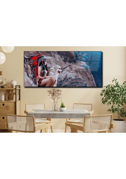 Yatay Ortadan Saatli Sanat ve Doğa Temalı Cam Tablo YSOS040 fırsatları