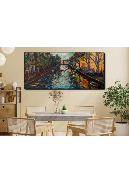 Yatay Ortadan Saatli Sanat ve Doğa Temalı Cam Tablo YSOS029 fırsatları