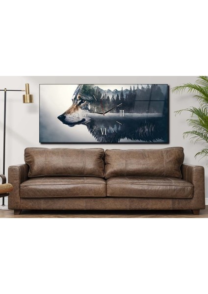 Yatay Ortadan Saatli Sanat ve Doğa Temalı Cam Tablo YSOS103 fiyatları