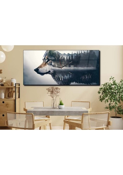 Yatay Ortadan Saatli Sanat ve Doğa Temalı Cam Tablo YSOS103 fırsatları