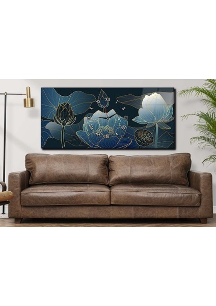 Yatay Ortadan Saatli Sanat ve Doğa Temalı Cam Tablo YSOS031 fiyatları