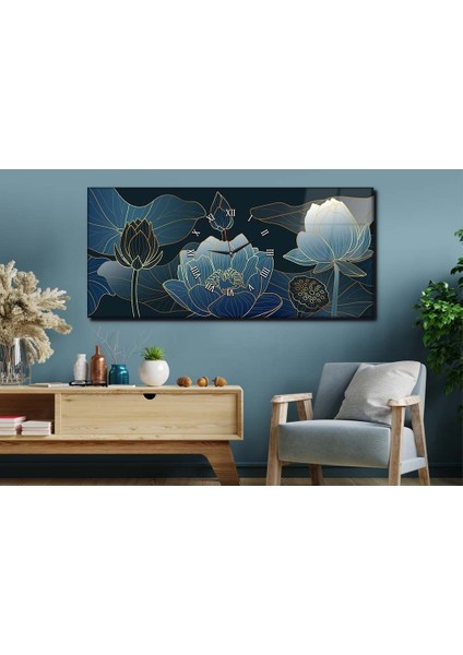 Yatay Ortadan Saatli Sanat ve Doğa Temalı Cam Tablo YSOS031 modelleri