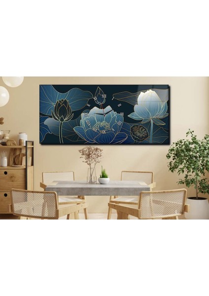 Yatay Ortadan Saatli Sanat ve Doğa Temalı Cam Tablo YSOS031 fırsatları