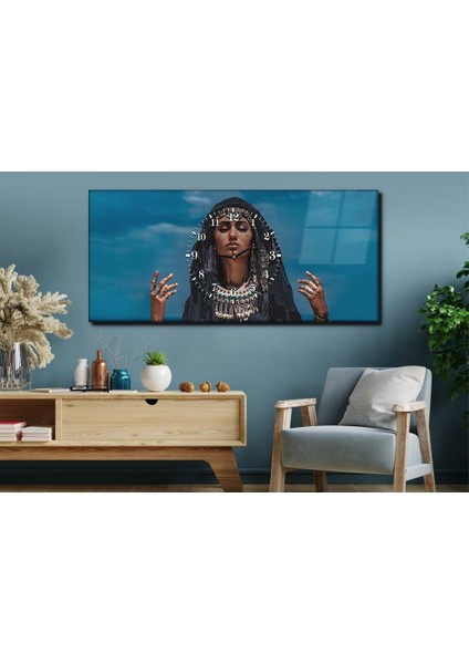 Yatay Ortadan Saatli Sanat ve Doğa Temalı Cam Tablo YSOS041 modelleri