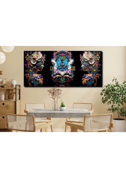 Yatay Ortadan Saatli Sanat ve Doğa Temalı Cam Tablo YSOS065 fırsatları
