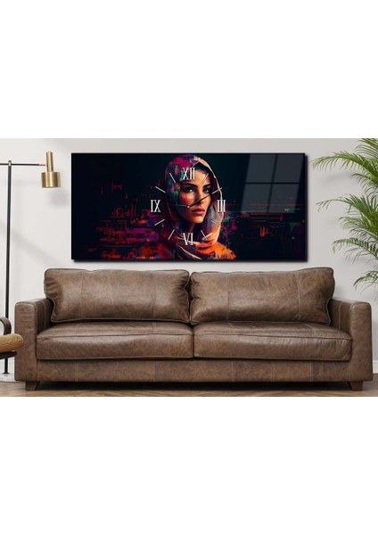 Yatay Ortadan Saatli Sanat ve Doğa Temalı Cam Tablo YSOS067 fiyatları