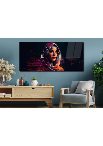 Yatay Ortadan Saatli Sanat ve Doğa Temalı Cam Tablo YSOS067 modelleri