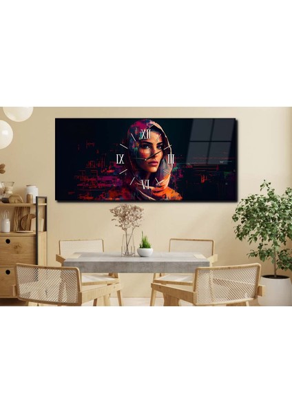 Yatay Ortadan Saatli Sanat ve Doğa Temalı Cam Tablo YSOS067 fırsatları