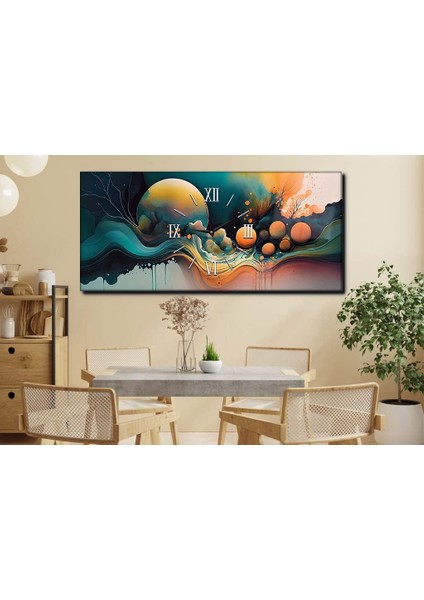 Yatay Ortadan Saatli Sanat ve Doğa Temalı Cam Tablo YSOS084 fırsatları
