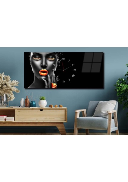 Yatay Ortadan Saatli Sanat ve Doğa Temalı Cam Tablo YSOS024 modelleri