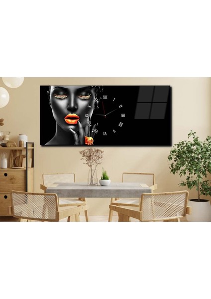 Yatay Ortadan Saatli Sanat ve Doğa Temalı Cam Tablo YSOS024 fırsatları