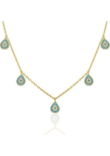 Beşli Su Damlası Kolye