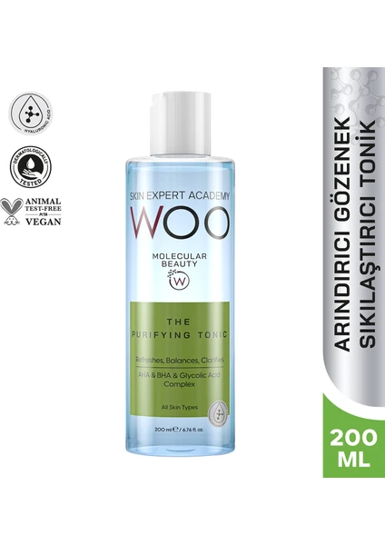 Woo Skin Expert Academy Güneş Açma Etkili Yenileyici Nemlendirici Temizleyici Tonik Akne Oluşumunu Azaltma Etkili 200 ml