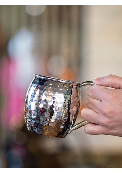 Bakır Kupa Bardak Tombul Çekiç Dövme Model Gümüş Renk (2'li) fiyatları