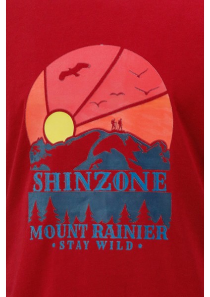 Erkek Bisiklet Yaka Standart Fit Göğüs Baskılı Bordo T-Shirt fiyatları