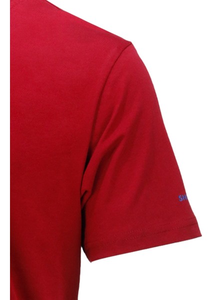 Erkek Bisiklet Yaka Standart Fit Göğüs Baskılı Bordo T-Shirt modelleri