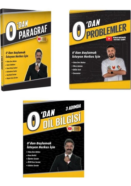 0’dan Problemler - Rüştü Hoca 0’dan Dil Bilgisi - 0’dan Paragraf 3'lü Set