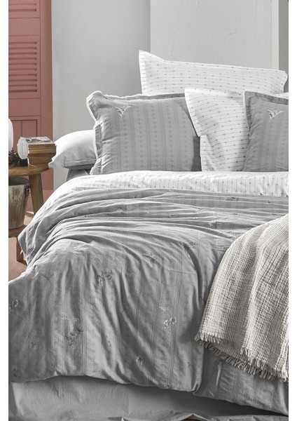 Gracia Gri Çift Kişilik %100 Pamuk Mood Comfort Nevresim Takımı fırsatları