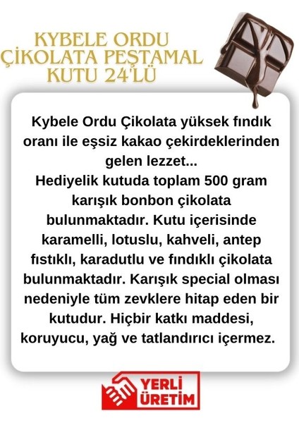 Ordu Organik Pazar Kybele Ordu Çikolata Hediyelik Kutu 24'lü