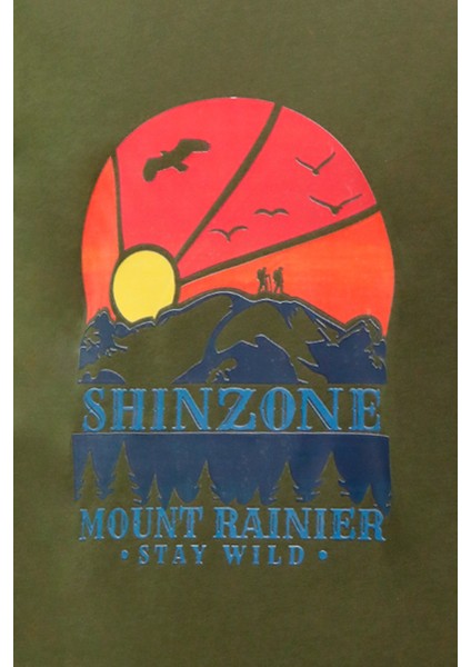 Erkek Bisiklet Yaka Standart Fit Göğüs Baskılı Haki T-Shirt fiyatları