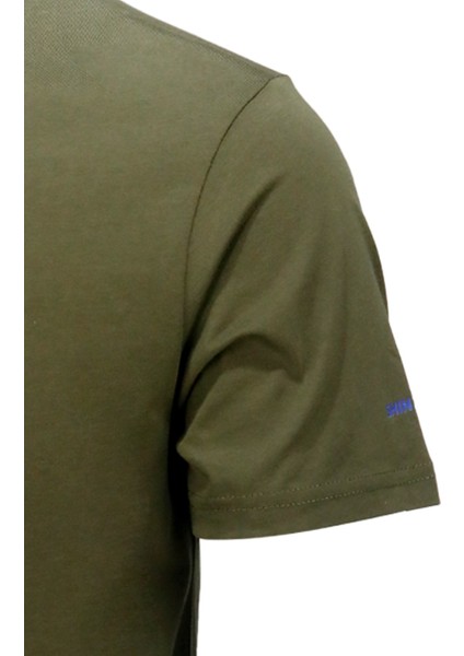 Erkek Bisiklet Yaka Standart Fit Göğüs Baskılı Haki T-Shirt modelleri