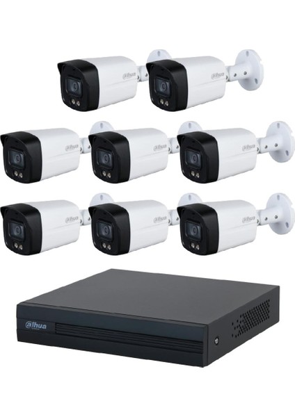 8 Kameralı 40 Metre Renkli Gece Görüşlü Fullhd Dahili Mikrofonlu Kamera Seti fiyatları