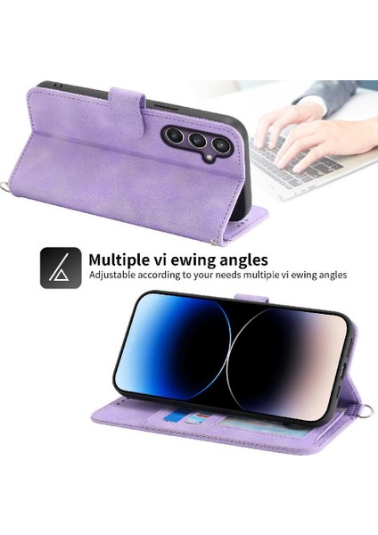 Samsung Galaxy S24 Bileklik Darbeye Dayanıklı Kabartmalı Çoklu Için Flip Case (Yurt Dışından) modelleri