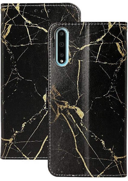 Huawei Y8P Mermer Desen Tam Koruma Manyetik Pu Cüzdan Için Flip Case (Yurt Dışından)