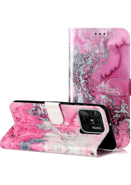 Xiaomi Redmi 10C Manyetik Mermer Desen Için Flip Case Tam Koruma Pu (Yurt Dışından)