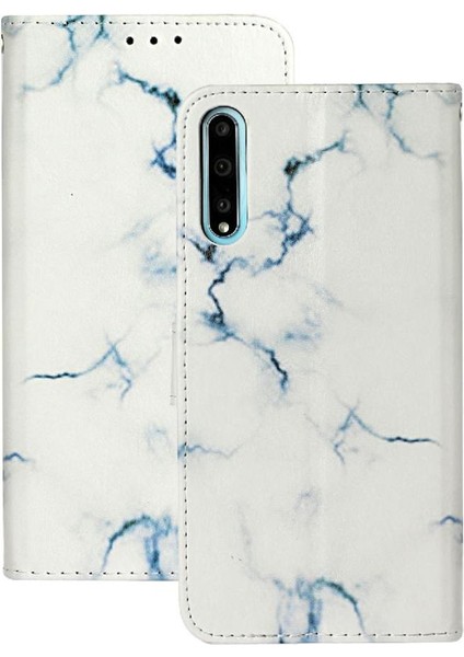 Huawei Y8P Mermer Desen Tam Koruma Manyetik Pu Cüzdan Için Flip Case (Yurt Dışından)