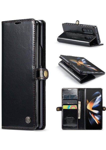 Samsung Galaxy Z Için Flip Case Fold 3 5g Kart Tutucu Retro Cüzdan Kapak (Yurt Dışından)