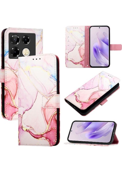 Infinix Not 40 Pro 5g Cüzdan Için Kılıf Kickstand Mermer Desen Pu Deri (Yurt Dışından)