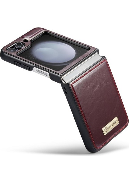 Samsung Galaxy Z Flip 5 5g Için Flip Case Kart Tutucu Kickstand Çılgın Pu (Yurt Dışından)