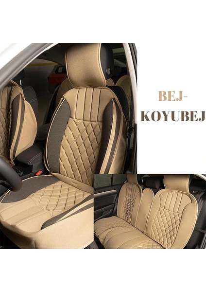 fiat Brava Uyumlu Lüks Oto Koltuk Minderi Ön Arka 5'li Takım Bej Koyu Bej