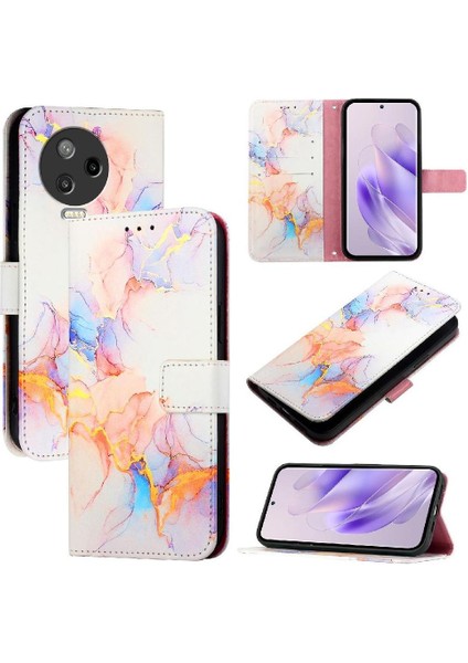 Infinix Not 12 Için Kılıf 20223 Kickstand Pu Deri Mermer Desen Cüzdan (Yurt Dışından) indirimleri