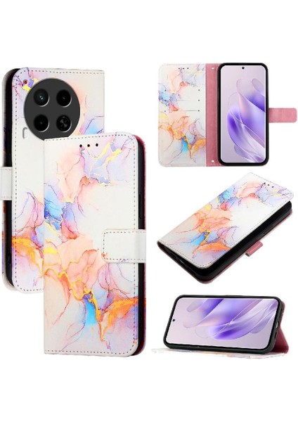 Tecno Camon 30 5g/4g Cüzdan Mermer Desen Pu Deri Kickstand Için Kılıf (Yurt Dışından) indirimleri