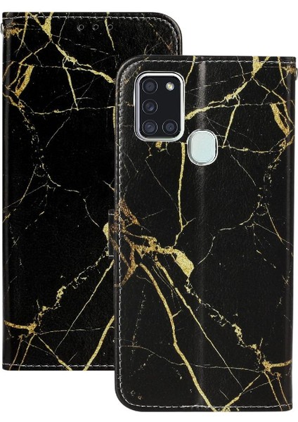 Samsung Galaxy A21S Tam Koruma Için Flip Case Mermer Desen Manyetik (Yurt Dışından)
