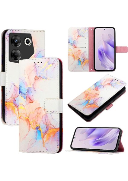 Tecno Camon 20 Pro 5g Mermer Desen Kickstand Pu Deri Cüzdan Için Kılıf (Yurt Dışından)