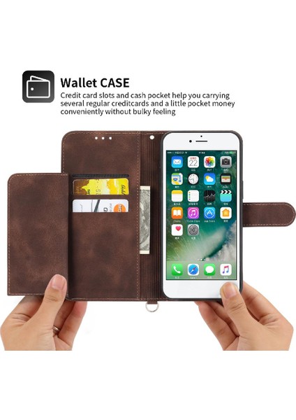 Iphone 7/8 Için Flip Case Çoklu Kredi Kartı Yuvaları Bileklik Kabartmalı (Yurt Dışından)