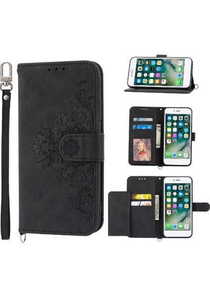 Iphone 7/8 Için Flip Case Çoklu Kredi Kartı Yuvaları Bileklik Kabartmalı (Yurt Dışından)