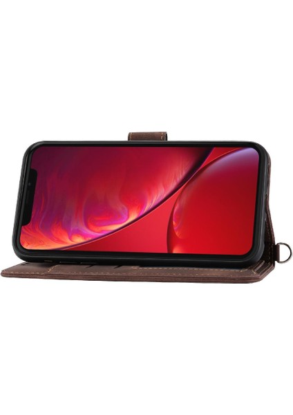 Iphone 11 Için Flip Case Xr Kabartmalı Çoklu Kredi Kartı Yuvaları Bileklik (Yurt Dışından) modelleri