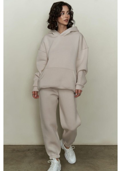 Kadın Oversize Eşofman Takımı Ekru