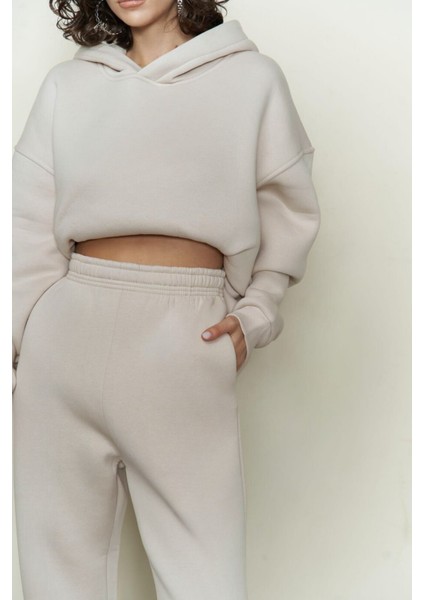 Kadın Oversize Eşofman Takımı Ekru