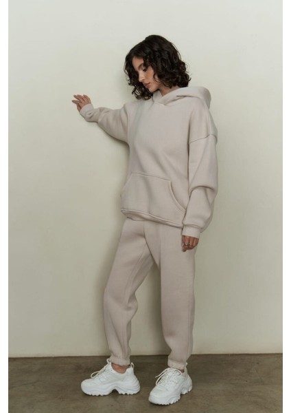 Kadın Oversize Eşofman Takımı Ekru