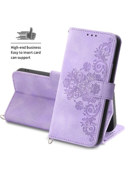 Iphone 14 Için Flip Case Pro Çoklu Kredi Kartı Yuvaları Bileklik Kabartmalı (Yurt Dışından)