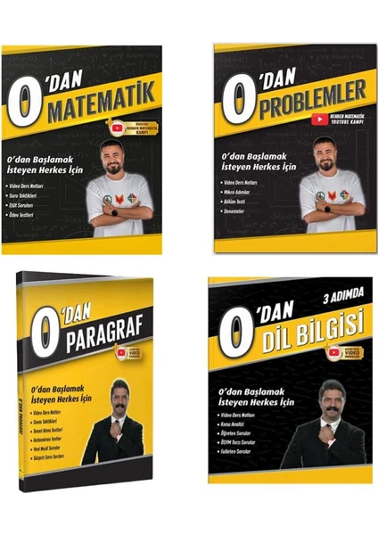 Rehber Matematik 0’dan Problemler - 0’dan Matematik Soru Bankası - Rüştü Hoca 0’dan Dil Bilgisi - 0’dan Paragraf 4'lü Set