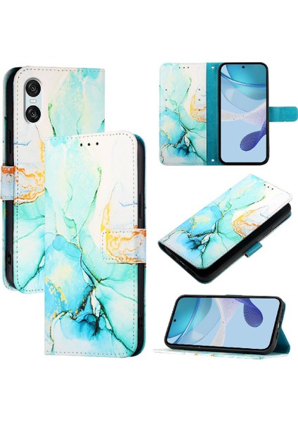 Sony Xperia 10 Vi Mermer Desen Kickstand Pu Deri Cüzdan Için Kılıf (Yurt Dışından) indirimleri